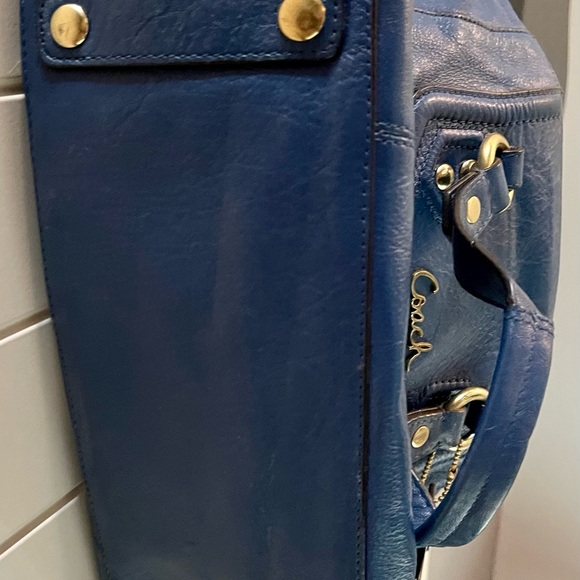 COACH SATCHEL, BLUE WITH SILVER HARDWARE - Picture 2 of 5